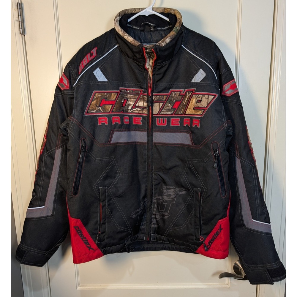 CASTLE X Bolt Snowmobile Jacket Men's Size: L Camo Insulated Racing Coat Black